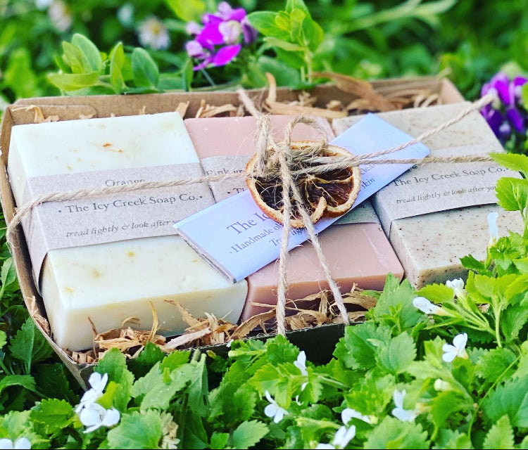 Gift box of three olive oil soaps